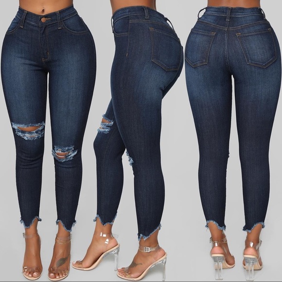 💕😍NWT! DARK BLUE DENIM DESTROYED JEANS😍💕 - Picture 4 of 5